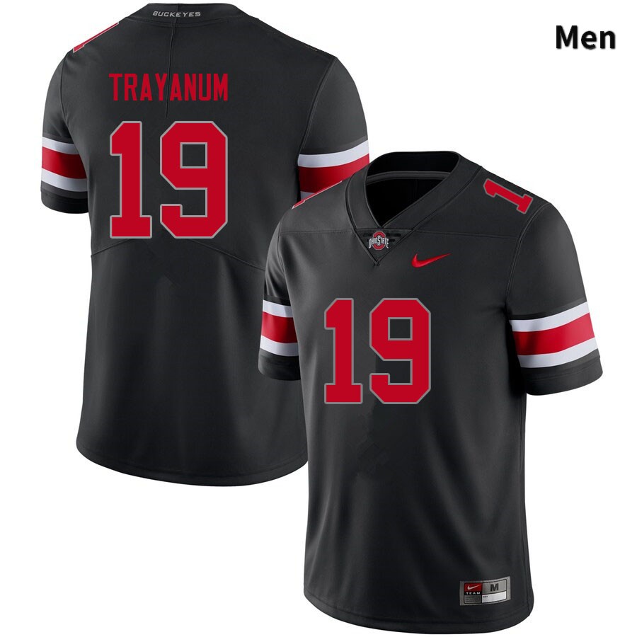 Men's Ohio State Buckeyes #19 Chip Trayanum Blackout Authentic College Stitched Football Jersey 23UU045TG